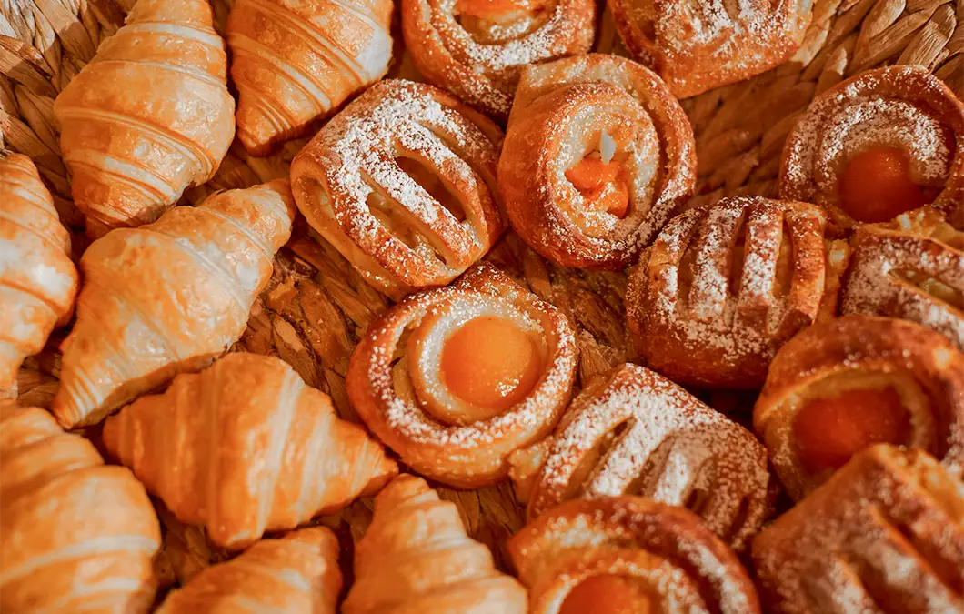 Selection of sweet pastries at breakfast at Hotel Präsident München